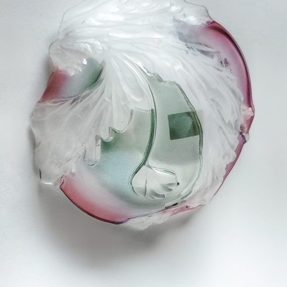 Vintage Crystal Bowl, Vtg Studio Nova, Tulip Floral Motif, Molded Matte Frosted - Picture 8 of 10